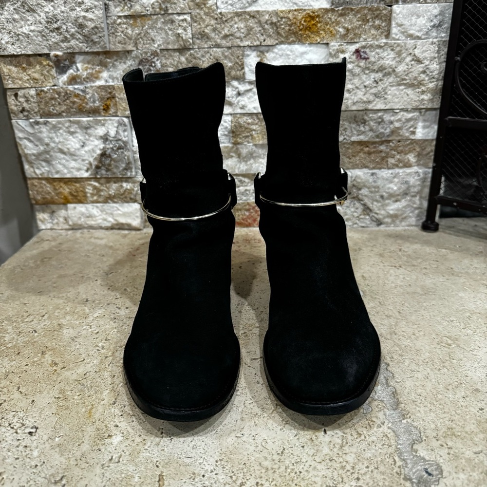 BALENCIAGA Women’s Black Suede Block Heel Ankle Boots EUR Size 36 / US Size 6 - Picture 2 of 11